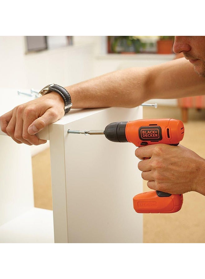 BLACK+DECKER - Cordless Drill Driver With 7-Pieces Screwdriver Bits Set 7.2V Li-Ion BDCD8MEA1-B5 Orange/Black - Image 1