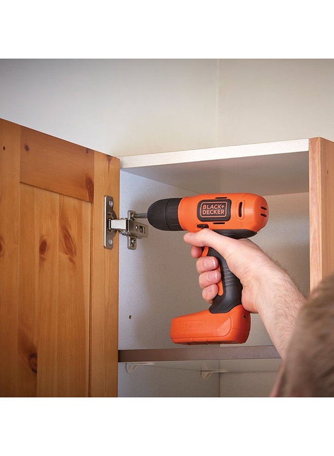BLACK+DECKER - Cordless Drill Driver With 7-Pieces Screwdriver Bits Set 7.2V Li-Ion BDCD8MEA1-B5 Orange/Black - Image 1