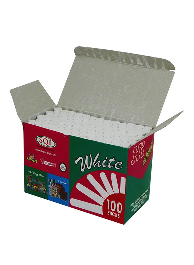 طقم أعواد طبشور من الكالسيوم من 100 قطعة أبيض - Image 2