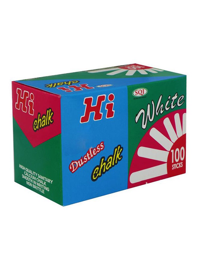 طقم أعواد طبشور من الكالسيوم من 100 قطعة أبيض - Image 3