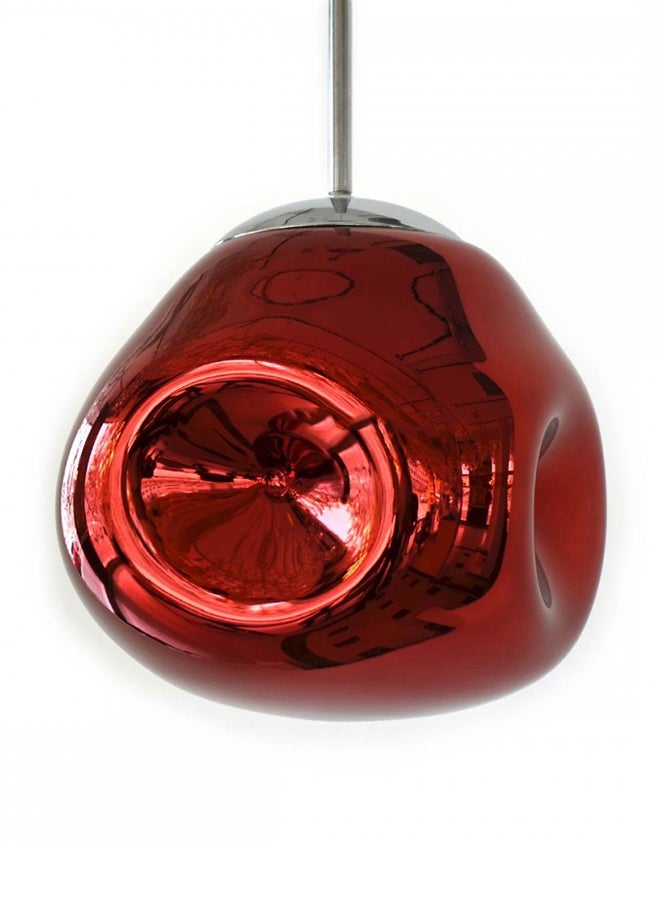 AL SALHIYA LIGHTING Indoor Glass Pendant Light Red/Silver 20x24cm  - Image 3