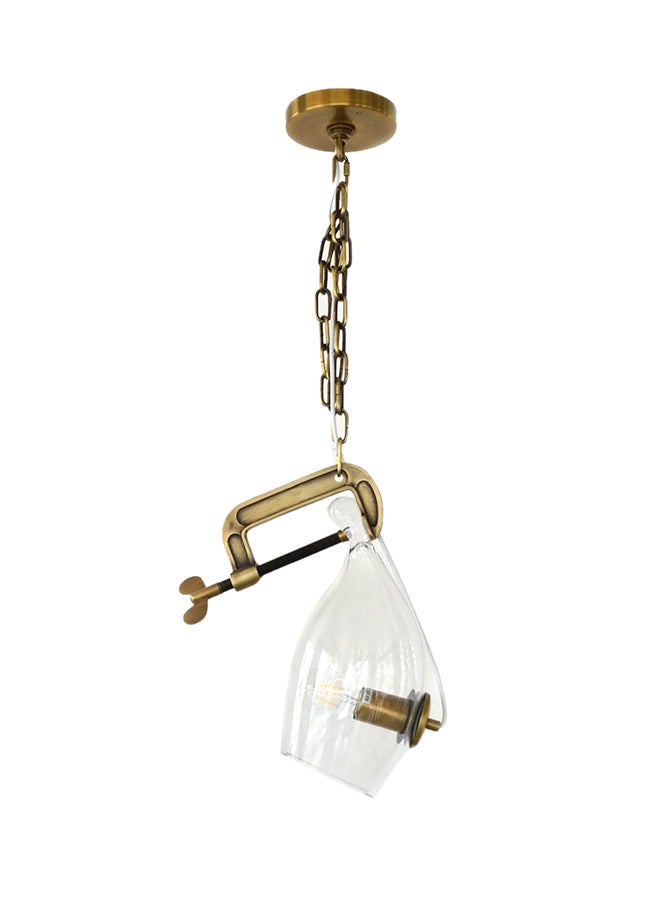 AL SALHIYA LIGHTING Modern Glass Pendant Light Clear/Gold 17x30cm  - Image 1