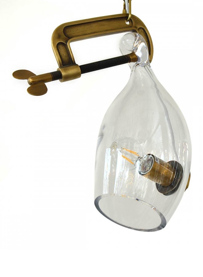 AL SALHIYA LIGHTING Modern Glass Pendant Light Clear/Gold 17x30cm  - Image 3