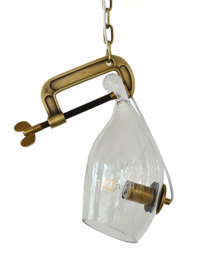 AL SALHIYA LIGHTING Modern Glass Pendant Light Clear/Gold 17x30cm  - Image 2