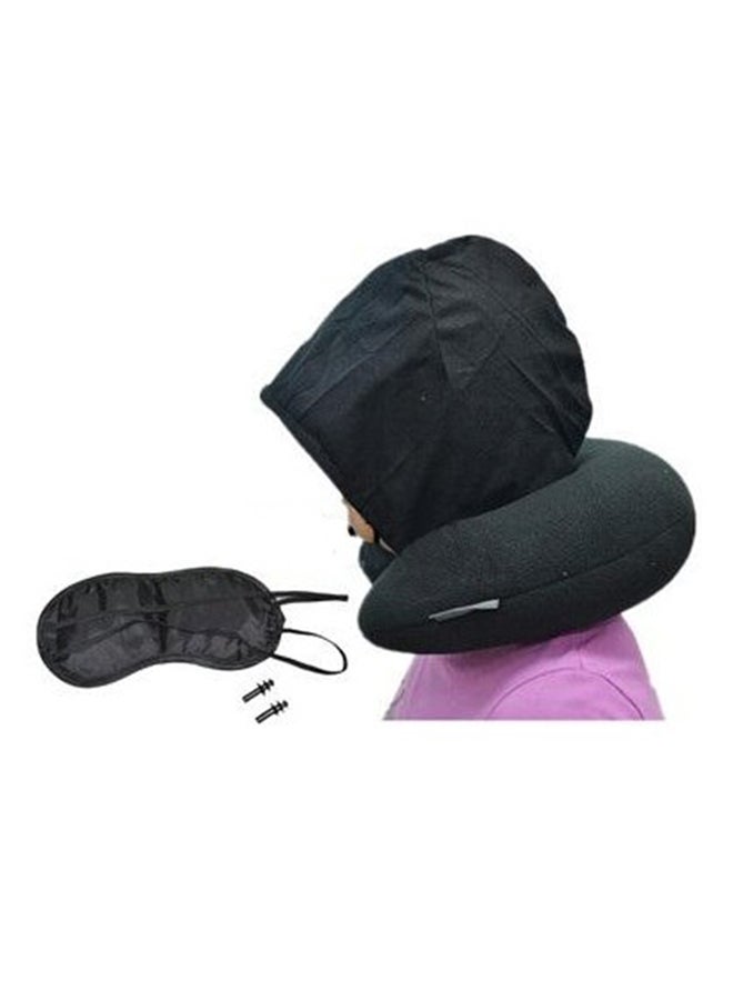 Soft Travel Neck Pillow With Eye Cover And Ear Plugs Black  - Image 2