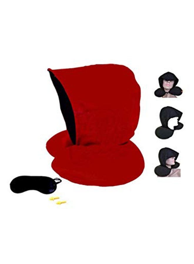 Soft Travel Neck Pillow With Eye Cover And Ear Plugs Red  - Image 2