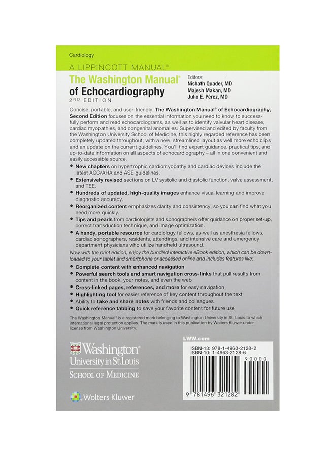 The Washington Manual Of Echocardiography Paperback English by Nishath Quader M.D. - 42586  - Image 2