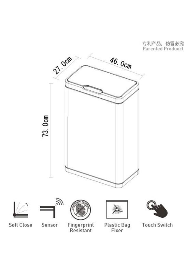 EKO - High Quality Sturdy And Durable Fingerprint Resistant Automatic Sensor Dustbin With Plastic Inner Bucket Silver/Black 80Liters - Image 1