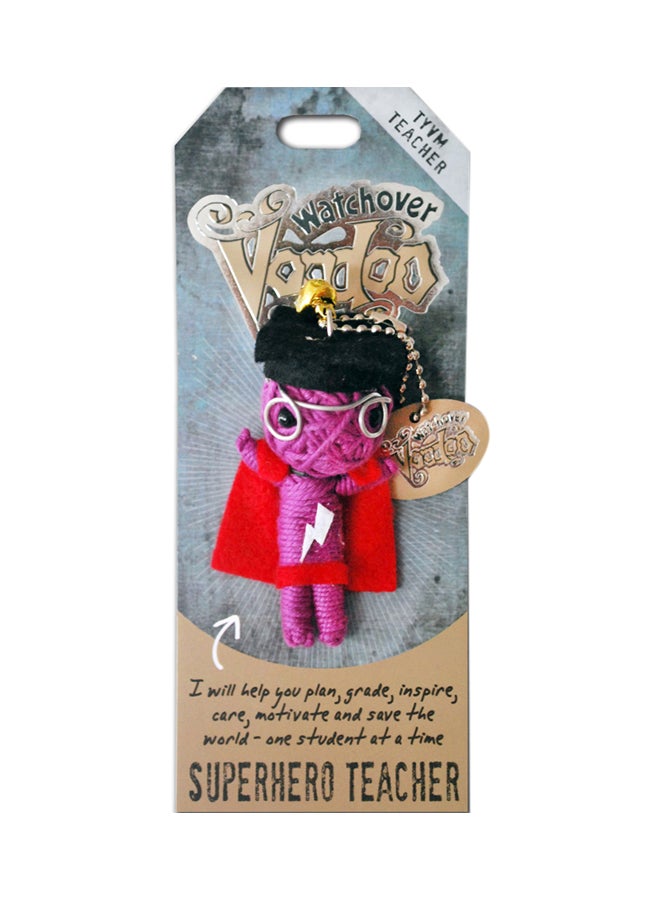 Superhero Teacher Novelty Keychain Pink/Black/Red