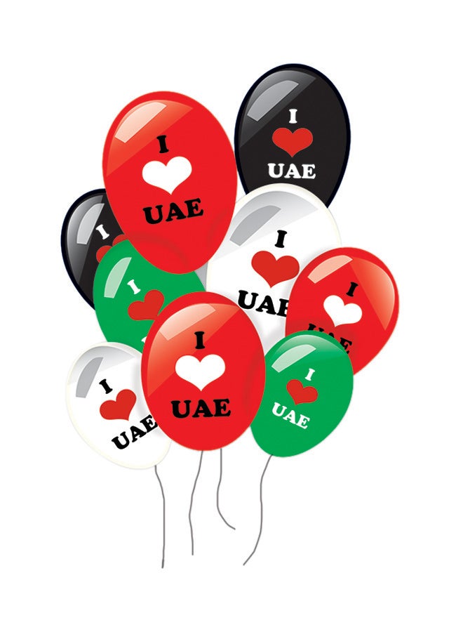 بارتي ماجيك طقم بالونات بنمط علم الإمارات العربية المتحدة مطبوع عليها عبارة "I Love UAE"