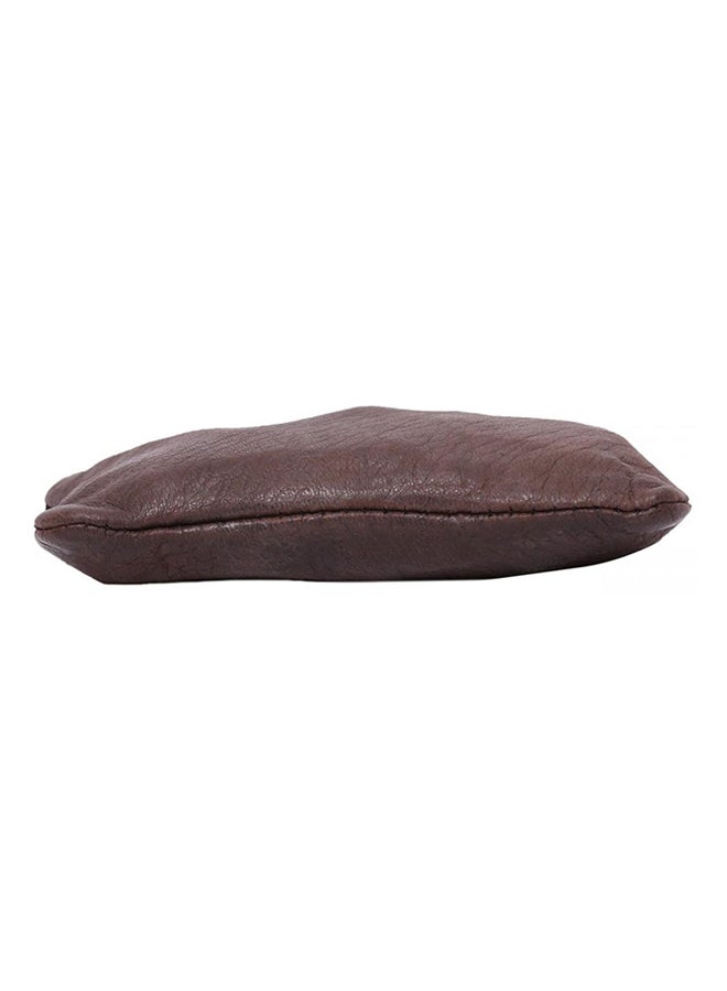 LAVERI LEATHER - Stitched Detail Zipper Money Coin Purse Brown - Image 1