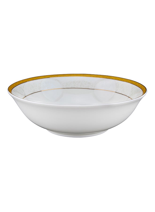 Shallow Palazzo Porcelain Bowl White/Gold 9inch - Image 1
