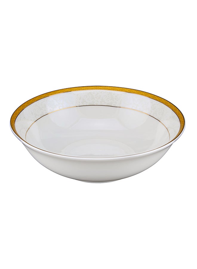 Shallow Palazzo Porcelain Bowl White/Gold 9inch - Image 2