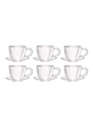 12-Piece Heart Shape Double Wall Cup And Saucer Set Clear 90ml - v1542375395/N19592372A_1