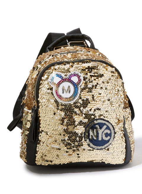 Sequin Design Backpack Gold/Black