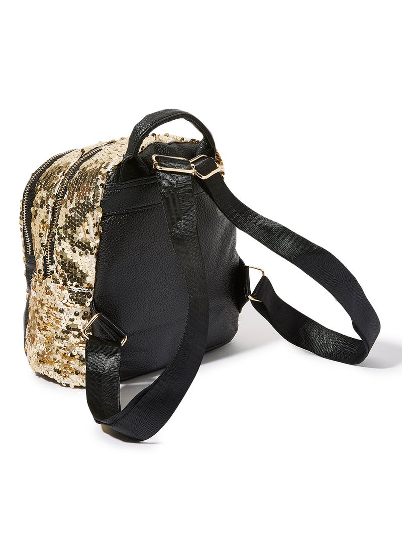 Sequin Design Backpack Gold/Black