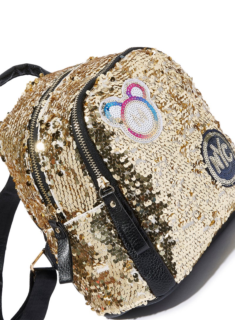 Sequin Design Backpack Gold/Black