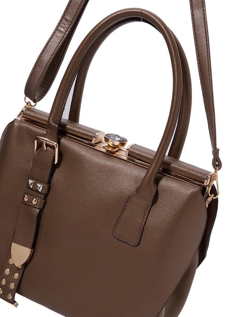Unique Accent Shoulder Bag Brown