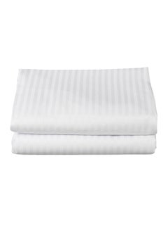 Kingtex Satin Stripe Bed Sheet Cotton White  - Image 1