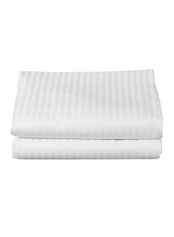 Kingtex Satin Stripe Bed Sheet Cotton White - Image 1