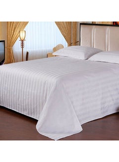 Kingtex Satin Stripe Bed Sheet Cotton White  - Image 2