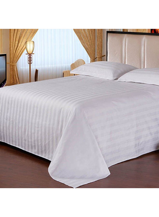 Kingtex Satin Stripe Bed Sheet Cotton White  - Image 2