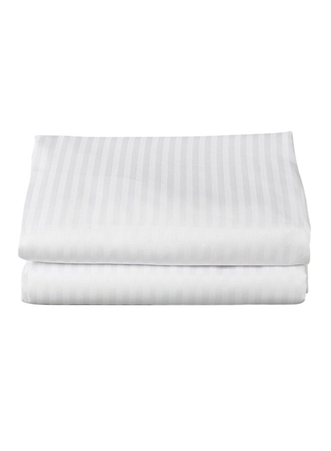 Kingtex Satin Stripe Bed Sheet Cotton White  - Image 1