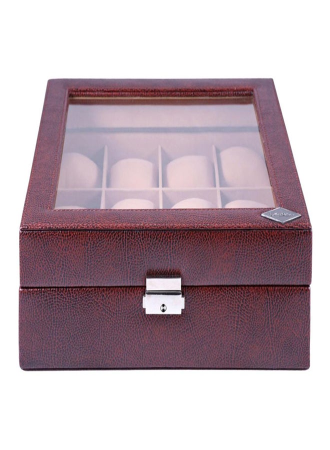 LAVERI LEATHER - unisex 12-Grid Synthetic Glass Top Leather Watch Box - Image 1
