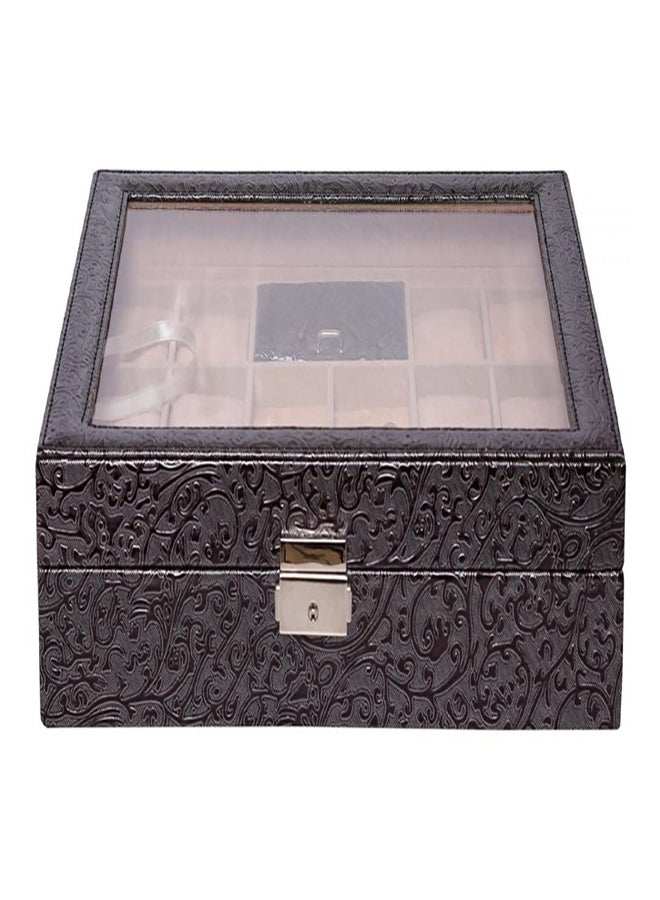 LAVERI LEATHER - unisex Top Glass Ring Cufflinks And Watches Box - Image 1
