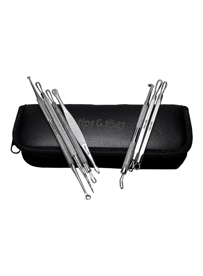 Tips & Toes 7-Piece Blackhead Remover Pimple Popper Tool Kit Silver  - Image 3
