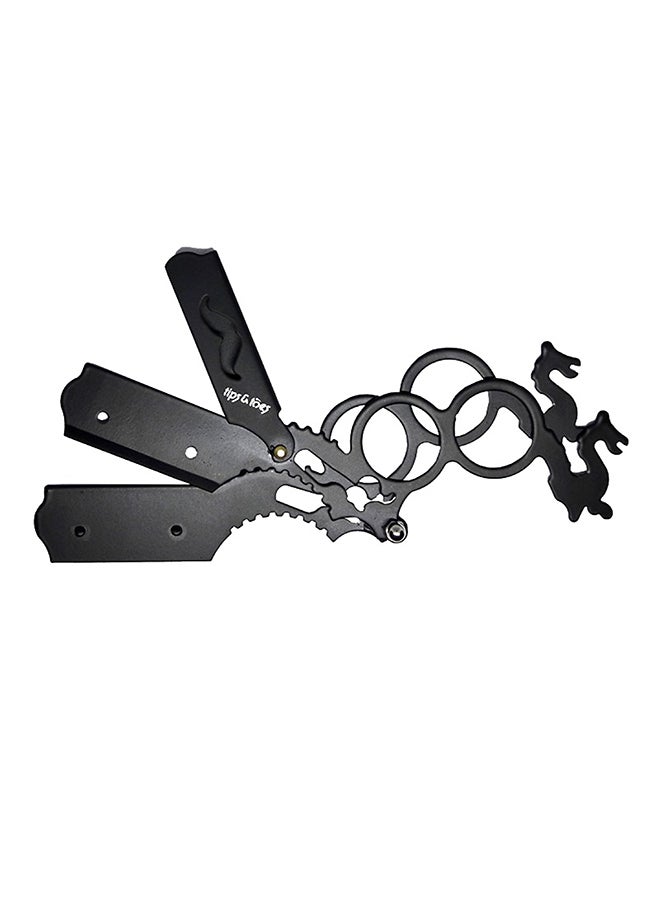 Tips & Toes - Professional Double Finger Insert Handle Straight Edge Shaving Razor Black - Image 1
