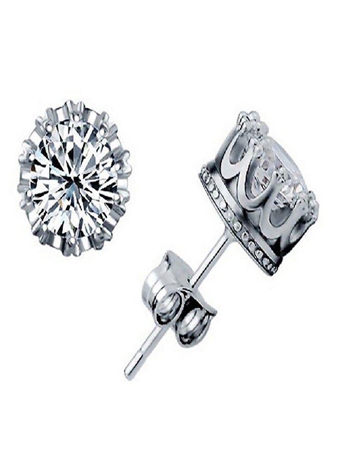 Sterling Silver Stud Earrings With Zircon  - Image 1