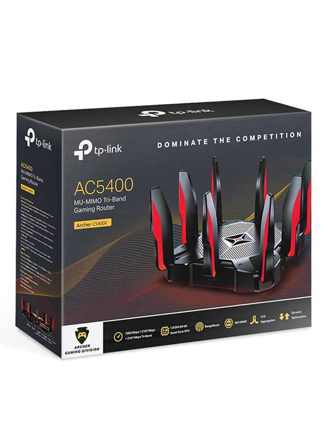 TP-LINK - Archer C5400X MU-MIMO Tri-Band Gaming Router AC5400 Black/Red - Image 1