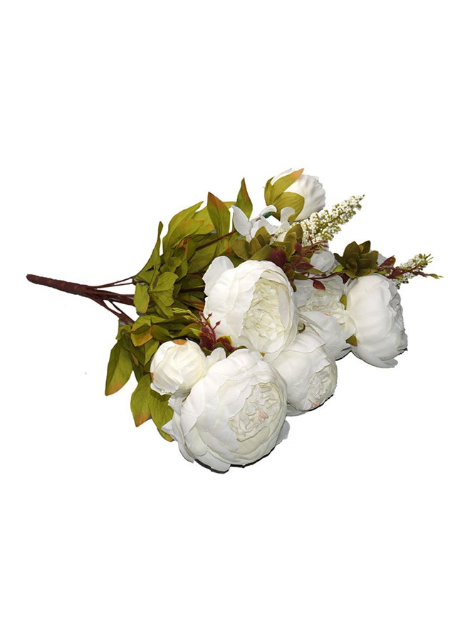 Flower District Peony White Artificial Flowers White/Green/Brown 35centimeter - Image 1