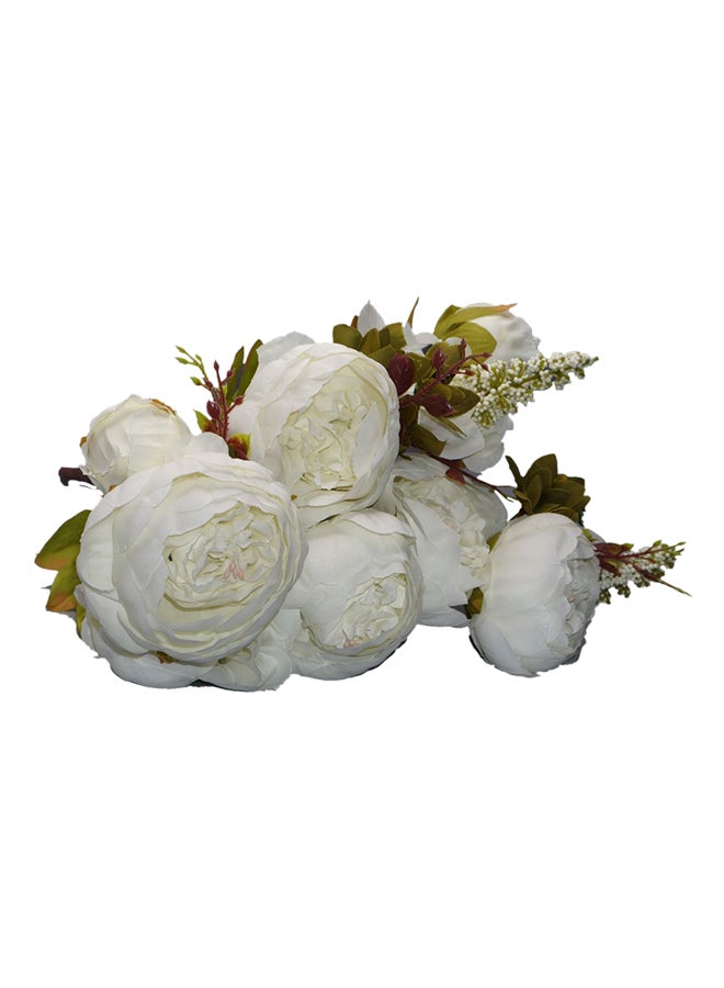 Flower District Peony White Artificial Flowers White/Green/Brown 35centimeter - Image 2