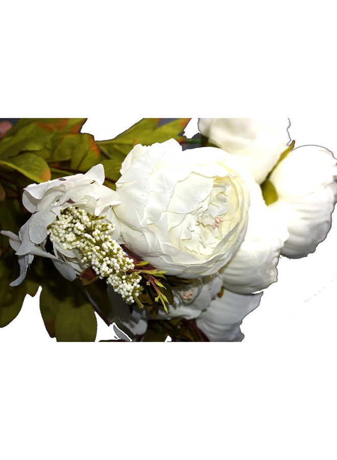 Flower District Peony White Artificial Flowers White/Green/Brown 35centimeter - Image 3