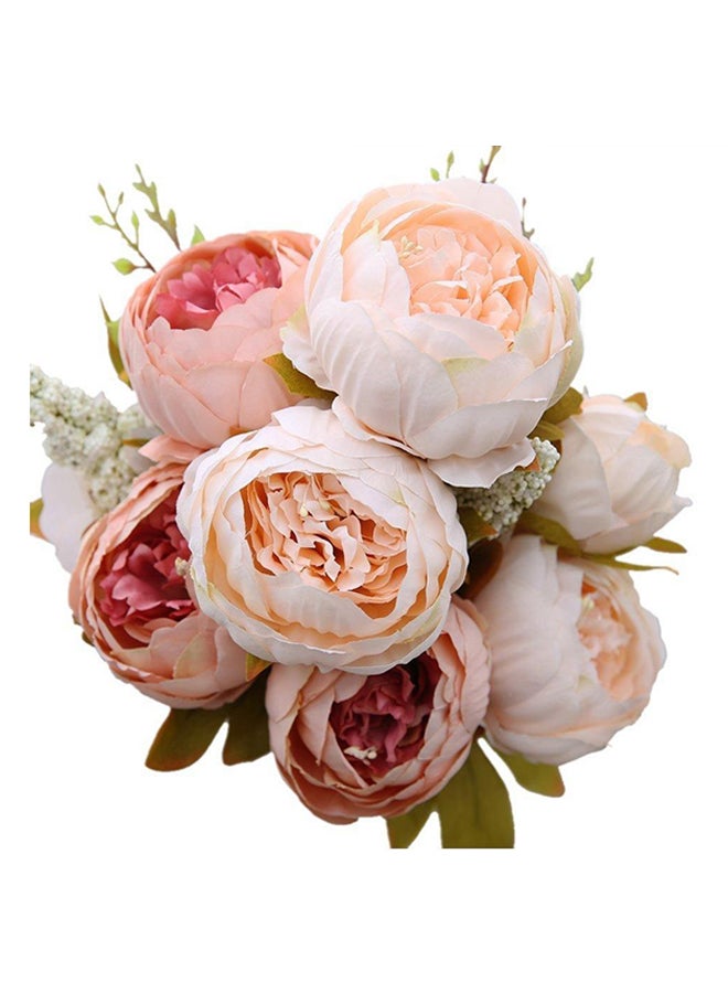 Flower District Artificial Peony Silk Flowers Bouquet Pink/Green 18x11inch - Image 2