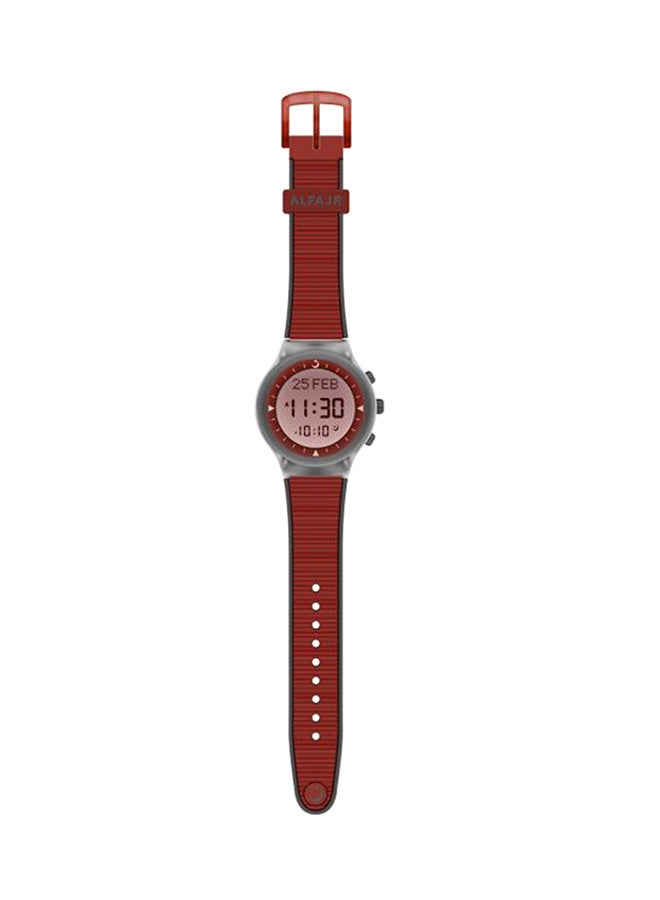 الفجر ساعة يد رقمية بسوار من المطاط مقاومة للماء طراز WY-16 - قياس 38 مم - لون أحمر/رمادي unisex - Image 1