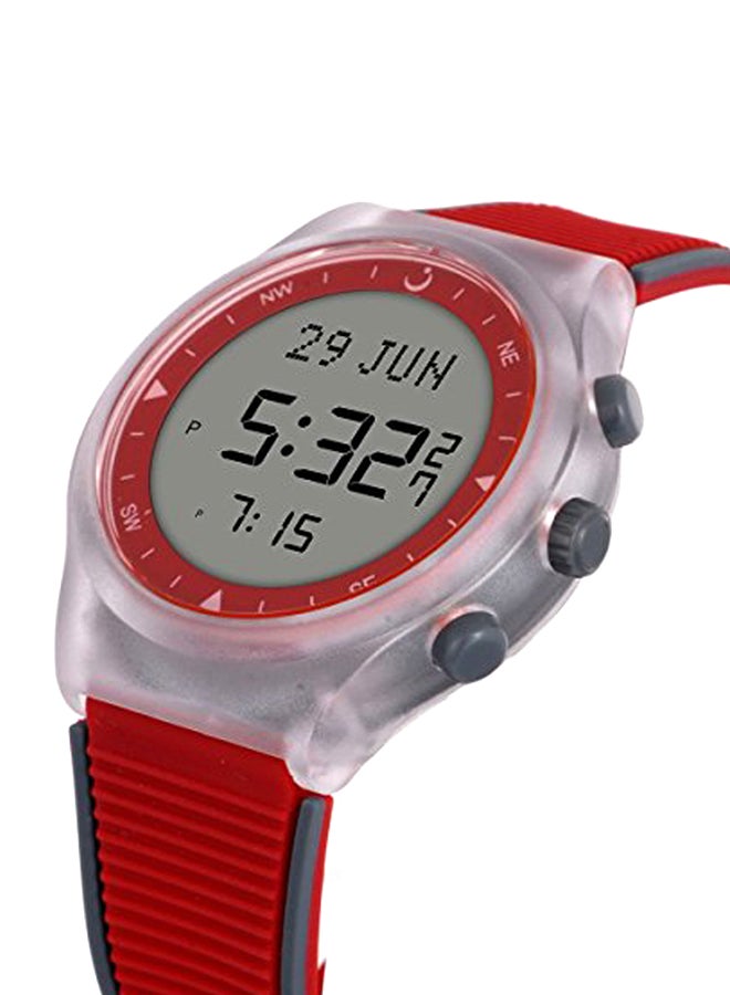 الفجر ساعة يد رقمية بسوار من المطاط مقاومة للماء طراز WY-16 - قياس 38 مم - لون أحمر/رمادي unisex - Image 2