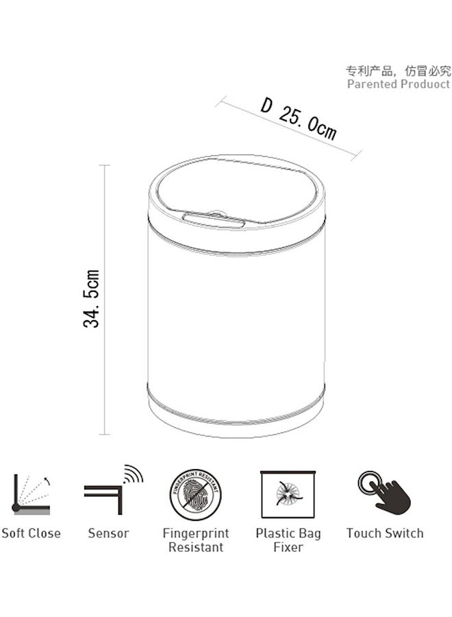 High Quality Sturdy And Durable Fingerprint Resistant Automatic Sensor Dustbin With Plastic Inner Bucket Gold/Black 9Liters