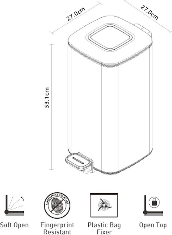 Step Trash Bin Gold 20Liters