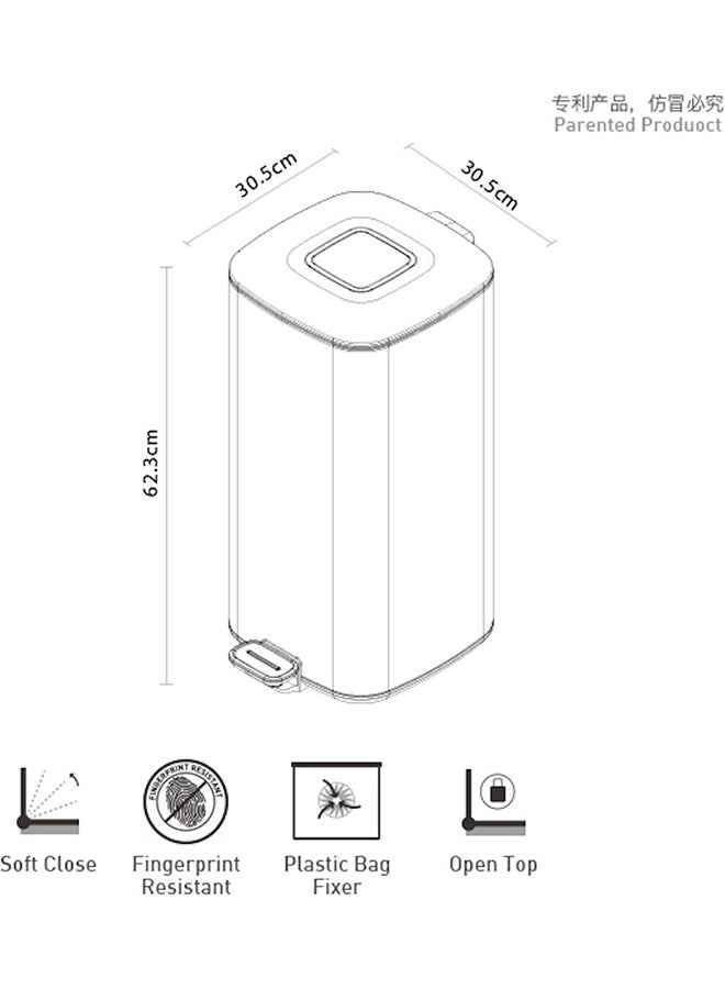 إيكو سلة مهملات بدواسة ذهبي 32لترات - Image 2