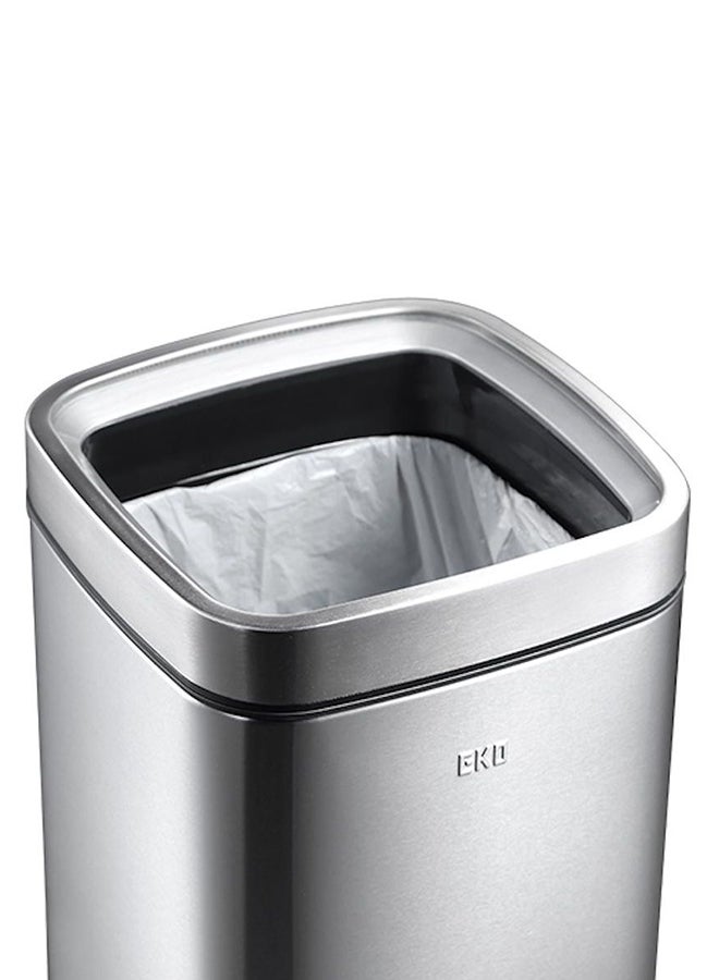 إيكو سلة مهملات ذات سطح مفتوح عالية الجودة ومتينة وصديقة للبيئة ومقاومة لبصمات الأصابع فضي/أسود 35لترات - Image 4