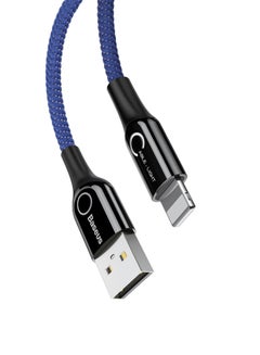 Baseus Lightning-Fast Charging Cable with Light Intelligent power-off 1M Nylon Braided Fast Charging & Sync - LED indicator, Compatible with iPhone 13 Pro/12/11/11 pro/11pro max/X XR Max 8 7 Plus and More Blue  - Image 2