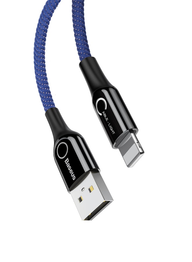 Baseus - Lightning-Fast Charging Cable with Light Intelligent power-off 1M Nylon Braided Fast Charging & Sync - LED indicator, Compatible with iPhone 13 Pro/12/11/11 pro/11pro max/X XR Max 8 7 Plus and More Blue - Image 1