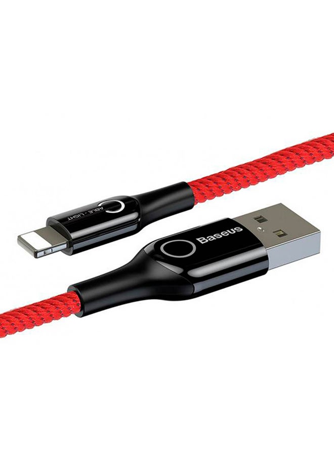 Baseus - Lightning-Fast Charging Cable with Light Intelligent power-off 1M Nylon Braided Fast Charging & Sync - LED indicator, Compatible with iPhone 13 Pro/12/11/11 pro/11pro max/X XR Max 8 7 Plus and More Red/Black - Image 1