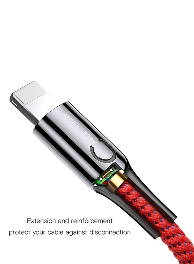 Baseus - Lightning-Fast Charging Cable with Light Intelligent power-off 1M Nylon Braided Fast Charging & Sync - LED indicator, Compatible with iPhone 13 Pro/12/11/11 pro/11pro max/X XR Max 8 7 Plus and More Red/Black - Image 1