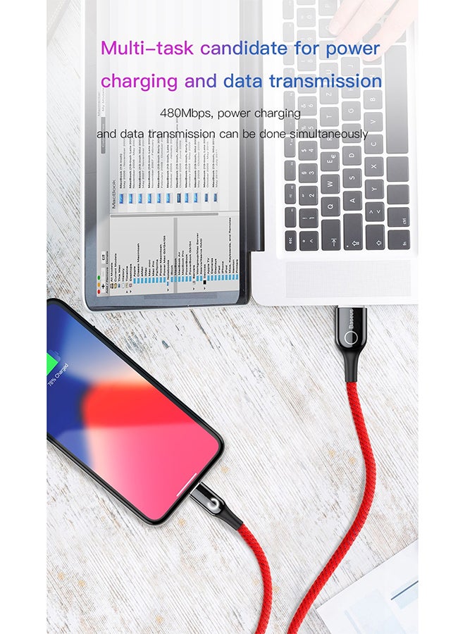 Baseus - Lightning-Fast Charging Cable with Light Intelligent power-off 1M Nylon Braided Fast Charging & Sync - LED indicator, Compatible with iPhone 13 Pro/12/11/11 pro/11pro max/X XR Max 8 7 Plus and More Red/Black - Image 1