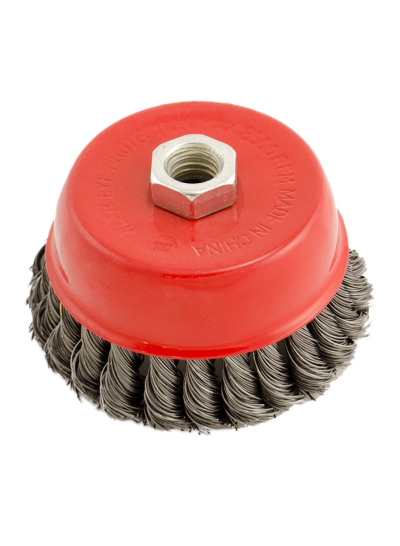 بي إم بي تولز فرشاة على شكل كوب بأسلاك مجدولة أحمر/فضي 4بوصة