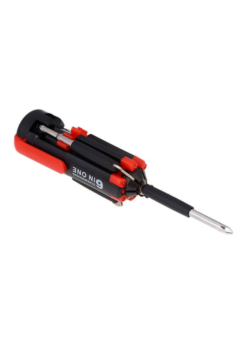 BMB tools 6-In-1 Multi Purpose Screwdriver With Torch Red/Black 4inch  - Image 1